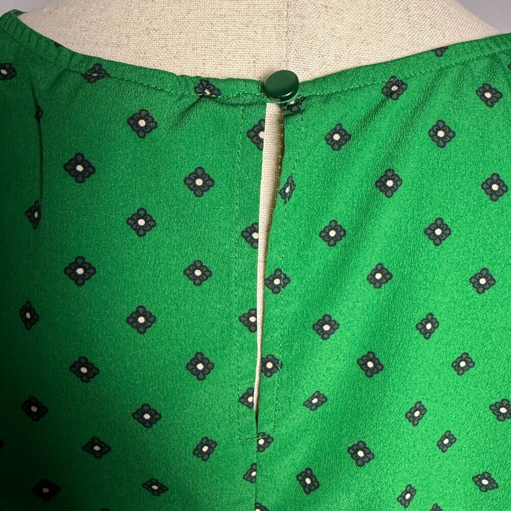 Merona Women's XL Cap Sleeve Blouse Kelly Green Blue Geometric Floral Print Top - Picture 9 of 13